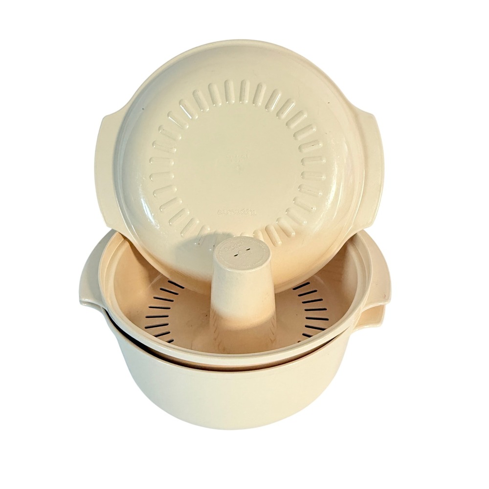 Tupperware‎ Microwave Steamer Cooker Pot Bowl Beige 3 Quart 340g